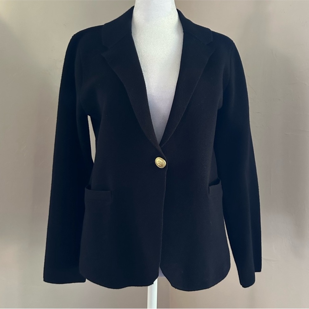J. Crew Camille Black Knit Single Button Sweater Blazer Jacket Size S